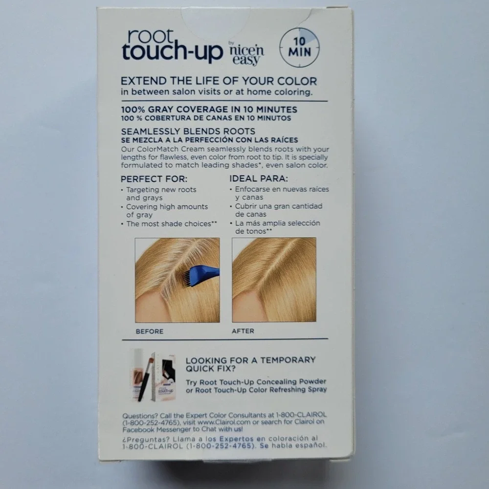 Clairol Root Touch-Up Nice'n Easy Permanent Hair Color 9 Light Blonde 10 Min Kit